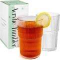 REALWAY 17oz Ribbed Plastic Glasses, Unbreakable Acrylic Drinking Cups – Clear by R%C3%89%CE%91LW%C3%81Y