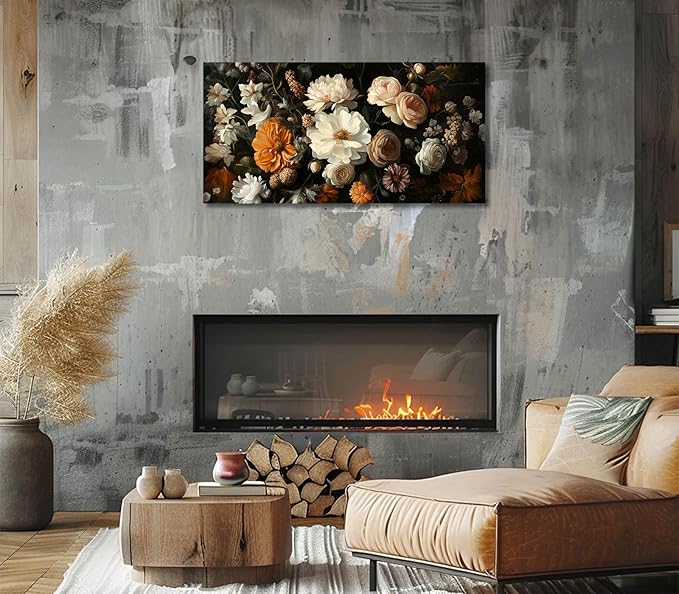 ADJUVANT Wall Art Vintage Floral Bouquet 40" L x 20" W, Flowers Peonies And Roses Canvas Painting Botanic Artwork Blossoms Prints Floral Wall Decor for Living Room Bedroom Dining Room Home Office