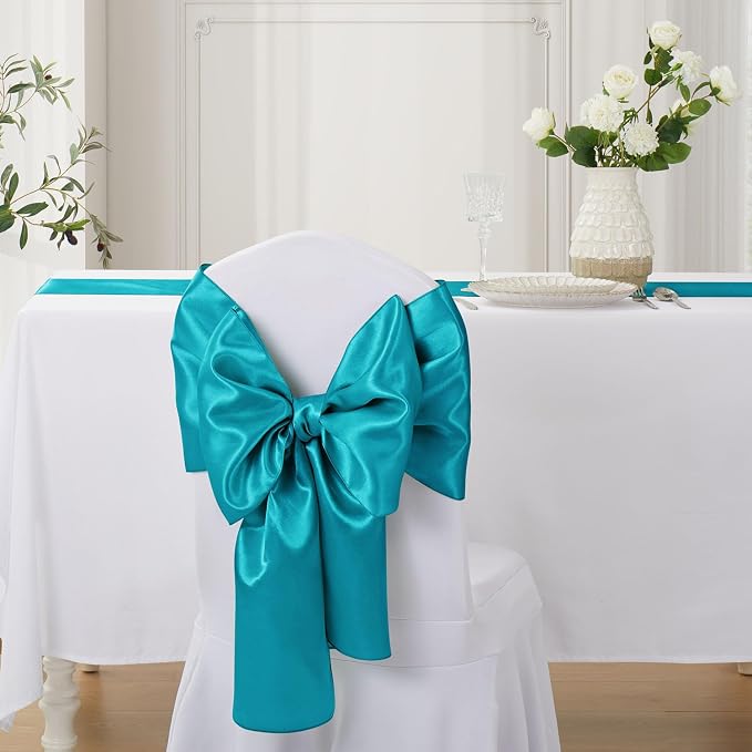 Teal Blue Satin Table Runner, 12x108 Inches, 2 Pack | Premium Satin, Smooth - Image 4