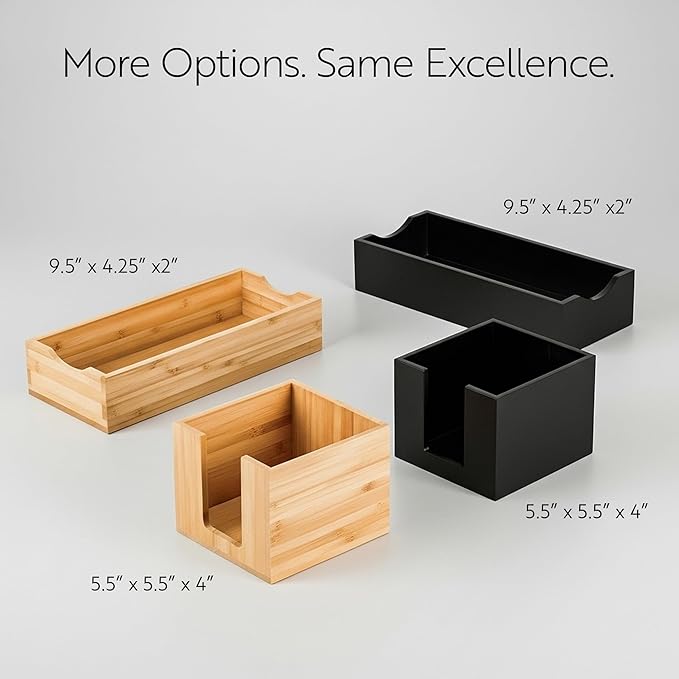 Restaurantware 9.5 x 4.25 x 2 Inch Flat Napkin Holder 1 Rectangle Wooden Napkin Holder - For Kitchen Tables or Countertops Sturdy Black Bamboo Kitchen Napkin Holder Dining Room Decor