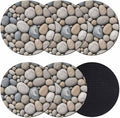 Coasters Set of 6, Pebble Stone Round Drink Coasters by Unknown