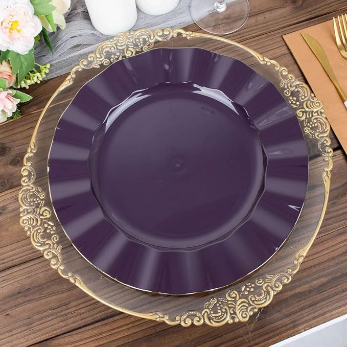 Efavormart 11" Dinner Plates – Set of 10 Plastic Purple Round Disposable Plates - Image 8