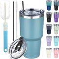 30 oz Tumbler with Lids and Straws, Stainless Steel Insulated Coffee Tumbler by GUDEMAO
