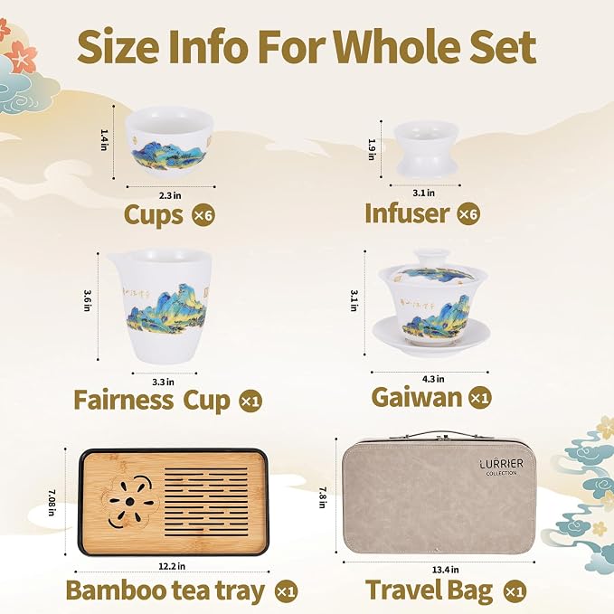 LURRIER Gongfu tea sets, Portable Ceramic TeaSet, Asian Tea sets - Image 2