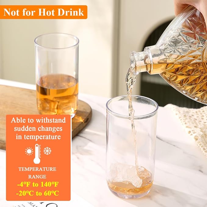 HOMQUEN 14oz Highball Glasses, PET Clear Plastic Water Glasses, Beer Glasses - Image 7