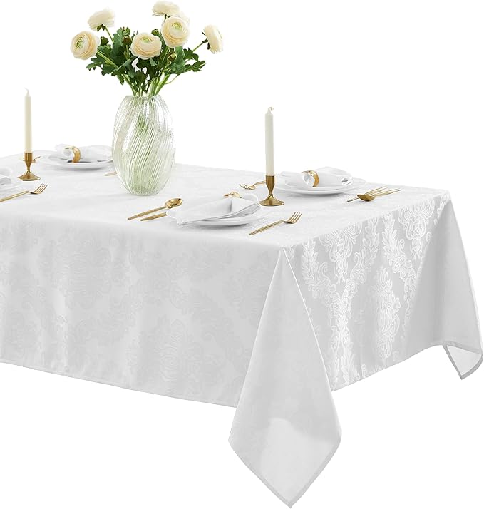 Newbridge Barcelona Luxury Damask Fabric Tablecloth, 100% Polyester, No Iron by HomeBargainsPlus