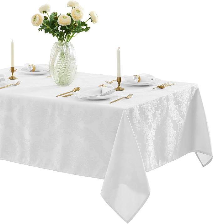Newbridge Barcelona Luxury Damask Fabric Tablecloth, 70” Extra Wide x 126” by HomeBargainsPlus