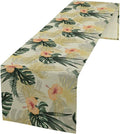 Tropical Leaves Table Runner Retro Boho Palms Tree Flower Hawaii Jungle by moderw