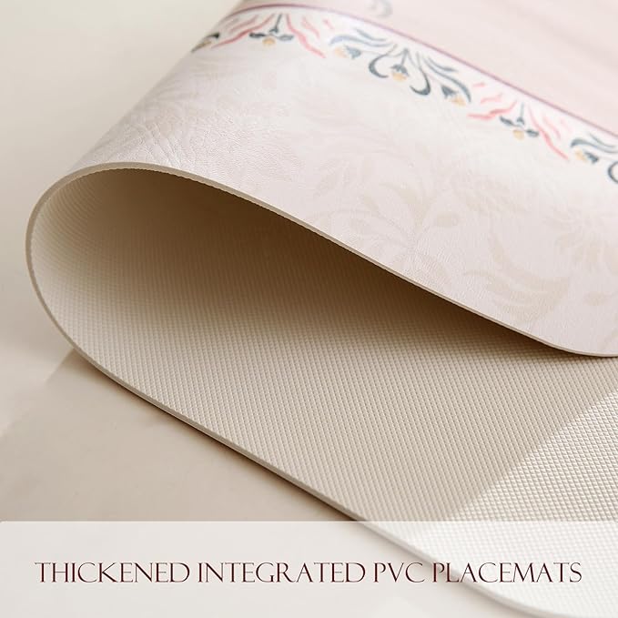 ISAENNE French Country Floral PVC Placemats Set of 6,Rectangular Minimalist Placemat, Waterproof and Heat-Resistant Place Mats, Decoration for Kitchen,Dining, Parties, Holiday,12"*17"