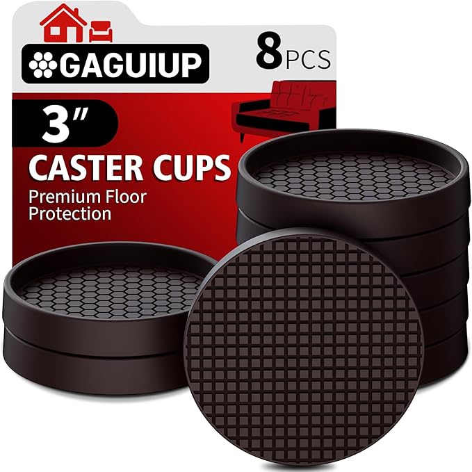 Non Slip Furniture Pads- 3"x3" Round Anti Skid Caster Cups Furniture Coasters by GAGUIUP