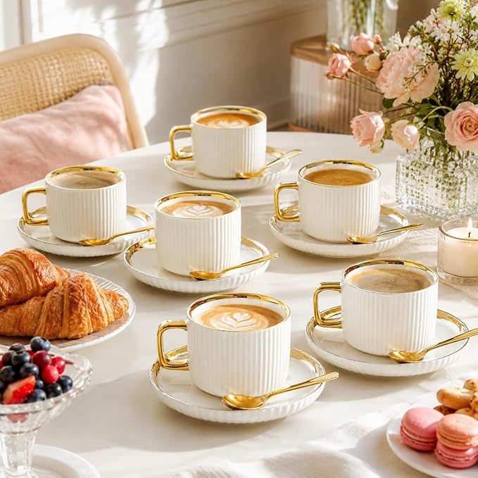 Ceramic Coffee Cup and Saucer Set - Image 5