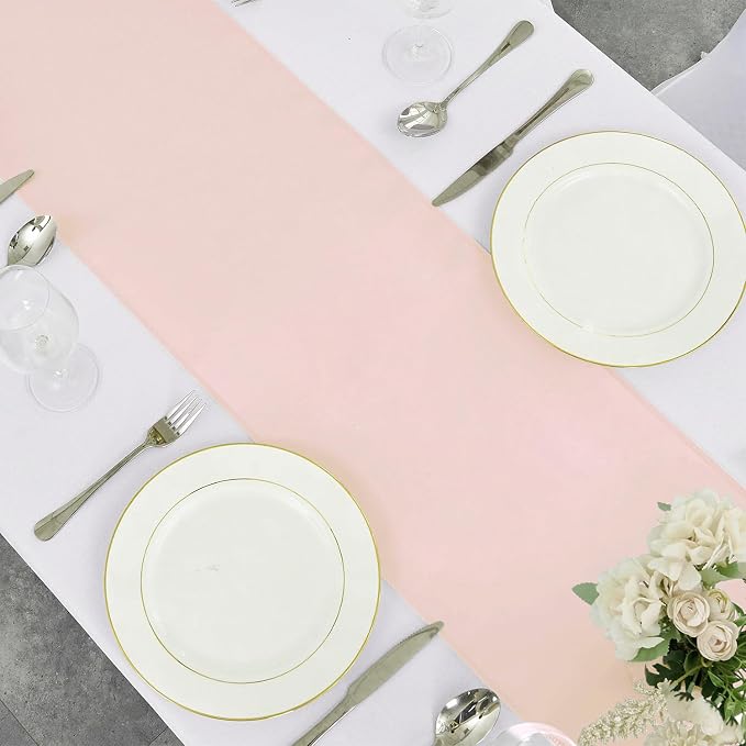 Pufogu 10-Pack Rose Gold Satin Table Runner 12 x 108 Inch Long Bright and - Image 4