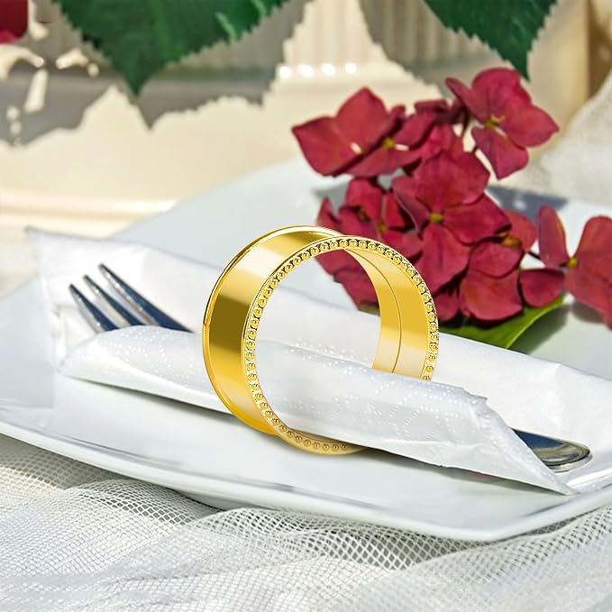 20 Pcs Stainless Steel Bead Side Napkin Rings - Image 3