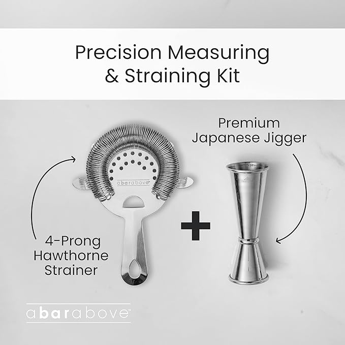 A Bar Above Premium Japanese Jigger, with 8 Measurements Inside, Professional and Heavy-Duty, 304 Stainless Steel Cocktail Double Jiggers, for Bartending, 1 Jigger, Black