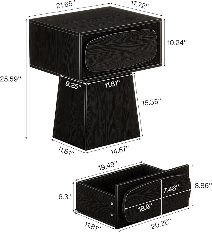 Tribesigns Modern Side End Table with Storage Drawer for Living Room, Bedroom and Small Space, Nightstand Accent Farmhouse Bedside with Oval-Shaped Handle, Easy Assembly (Modern, 1)