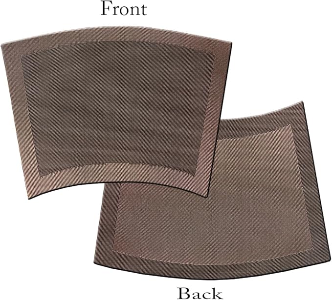 Shape Placemats for Round Dinner Table Woven Vinyl Wipe Clean Non Slip Plastic Table Mats Set of 6（Brown）