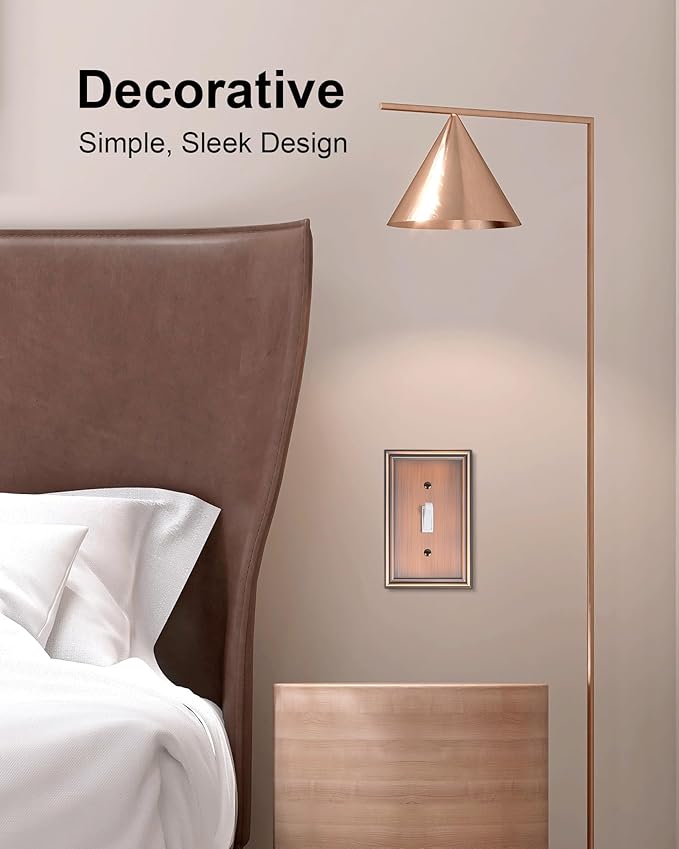 2-Pack Single Toggle Light Switch Cover Plate, Durable Solid Zinc Alloy Decorative Switch Plate Covers, Antique Copper 1 Gang Wall Plate, Corrosion Resistant