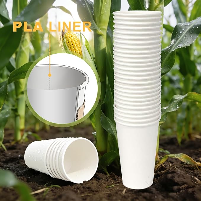 100 Pack 16 oz Disposable Coffee Cups with Lids and Sleeves, To Go Coffee Cups with Lids, Leak-Proof Hot Coffee Cups, PLA White Paper Coffee Cups for Hot Beverage