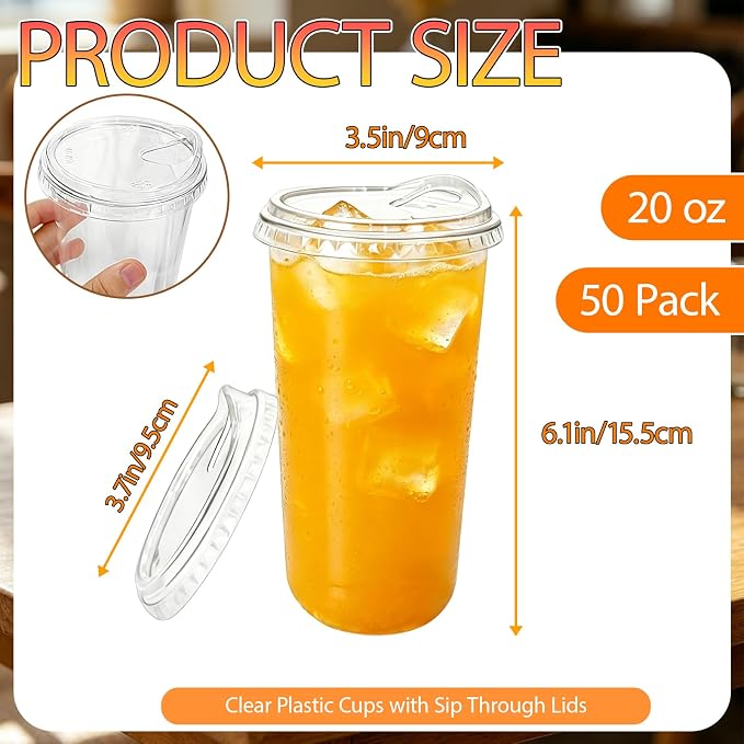 50 Pack 20OZ Clear Plastic Cups - Image 2