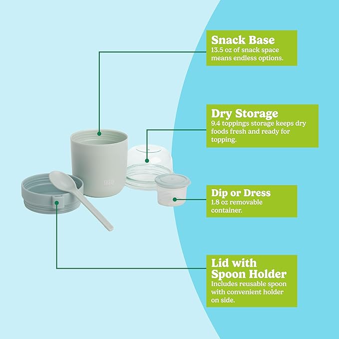Tasty Travel Snack Cups with Spoons, On-The-Go Snacking, Divided Compartments - Image 3