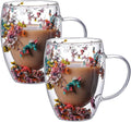 Viovian 13oz Double Wall Glass Coffee Mugs Set of 2 Insulated Glass Coffee Cups by Viovian