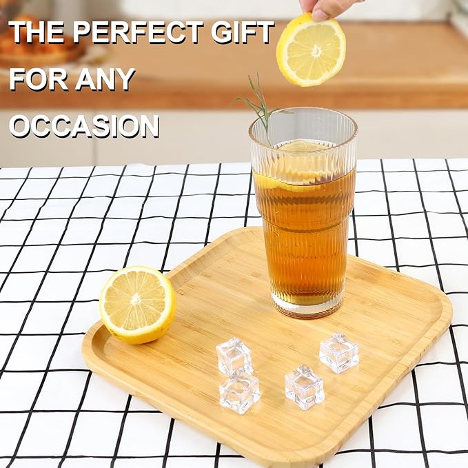 Drinking Glasses，19oz Ribbed Glassware,6 Pack Old Fashioned Glasses,Thickened glass for iced coffees, smoothies, cocktails and juices, perfect for families and parties (6)