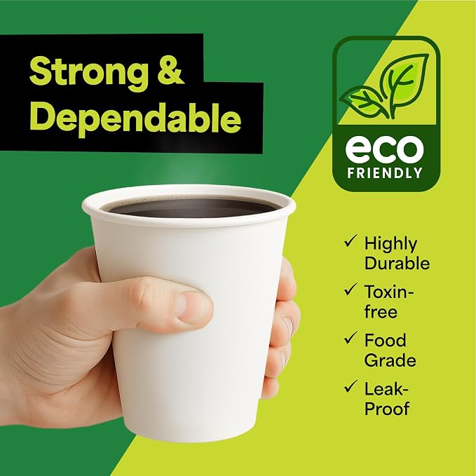 EconoHome 8 oz 1000 Pack Disposable Coffee Paper Cups - Image 6