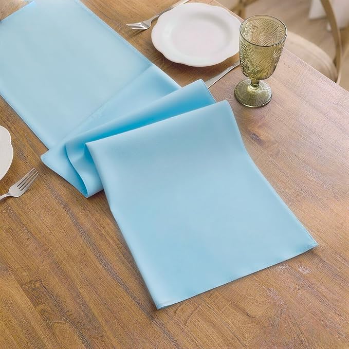 Baby Blue Table Runner, Waterproof Washable Runners 72 Inches Long | Reusable - Image 3
