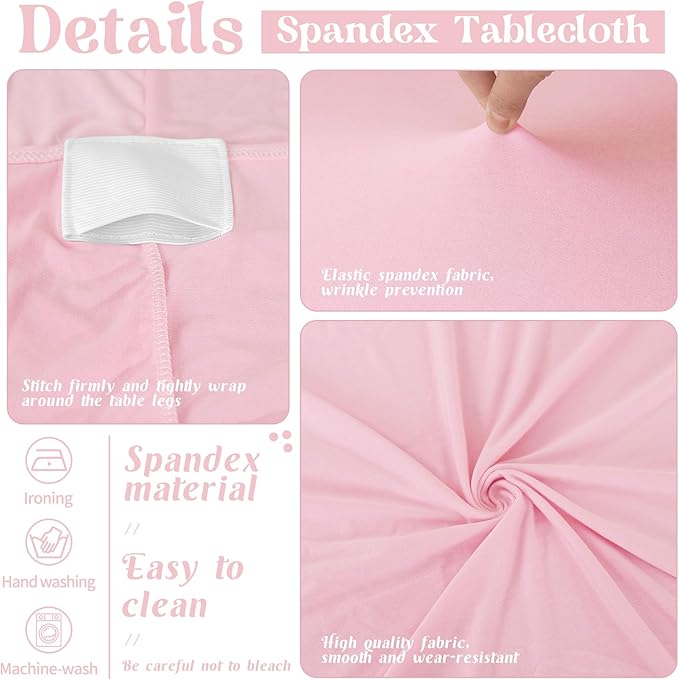HAISIWLKJ 3 Pack Table Cloth 6ft Pink Tablecloths for Rectangle Folding Table Spandex Fitted Stretch Cover Wrinkle Resistant Washable Protector for Party, Wedding, Banquet, Festival.