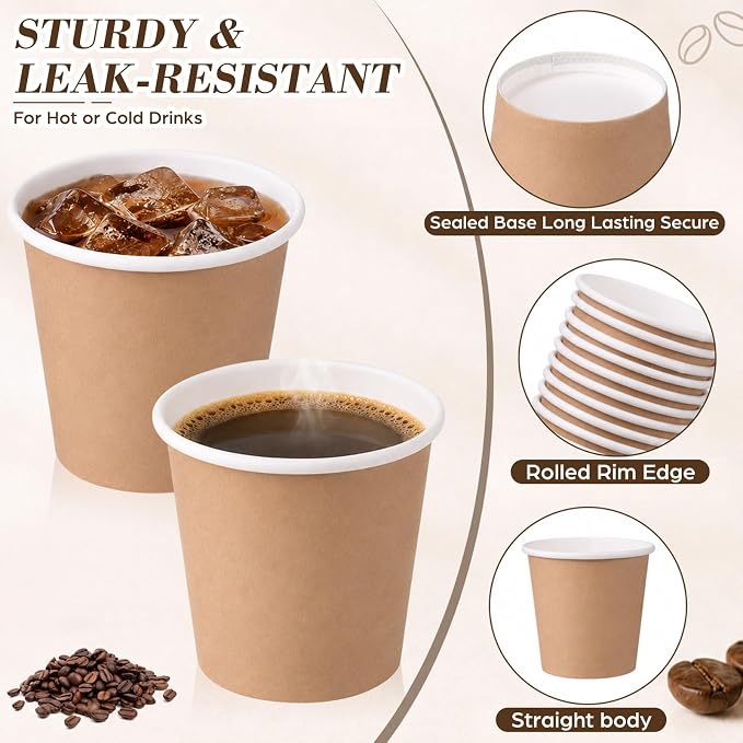 100 Pcs Mini Coffee Cups Brown Culture Cup 2oz Disposable Bathroom Cups Paper - Image 2