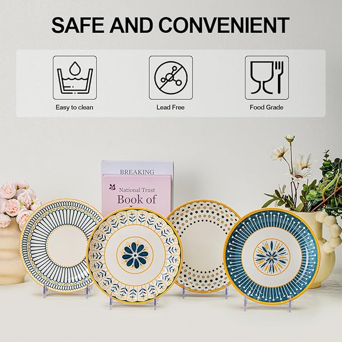 Yeacccng Pasta Bowls Set of 8, 24 Oz Ceramic Salad Bowls, 8 Inch Shallow Serving Bowls for Pasta, Salad, Oatmeal, Fruit, Easy to Clean, Dishwasher & Microwave Safe, Scratch-Resistant, Lead-Free