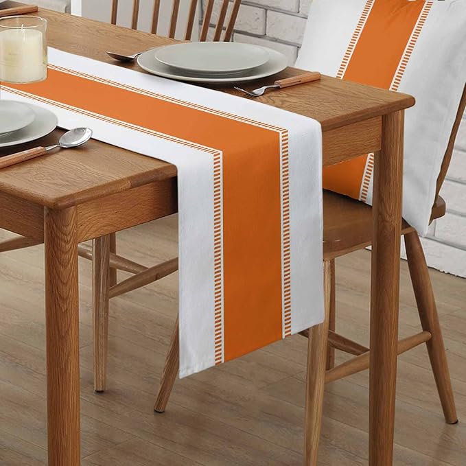 Orange Table Runners 90 inches Long, Non Slip Stripes Table Runner Bualap - Image 2