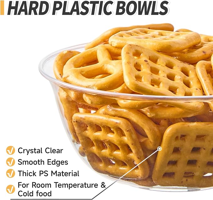 8 oz Small Clear Plastic Bowls, 100 Pack | Disposable Hard Plastic Party - Image 3