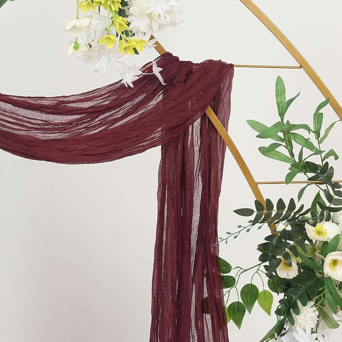 Efavormart 20ft Burgundy Gauze Cheesecloth Wedding Arch Drapery Fabric - Image 6
