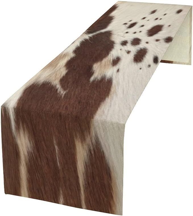 Cow Print Table Runner, 13x70 Inch by SXXLDNG