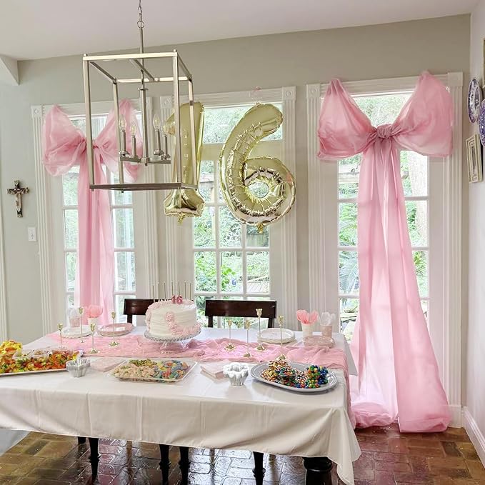 6 Pack Light Pink Table Runner Cheese Cloth Summer Rustic Sheer Gauze - Image 9