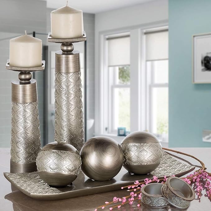 Creative Scents Dublin Silver Napkin Rings Set of 6 - Elegant Dining Table Decor Napkin Holder Rings - Table Setting Decorations for Thanksgiving, Fall, Holiday Dinner
