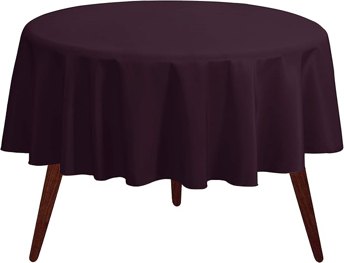 Gee Di Moda Round Tablecloth - 90 Inch Eggplant Round Table Cloth for 30 to 60 Inch Round Tables - Heavy Duty Washable Fabric - for Buffet Table, Holiday Party, Dinner, Wedding & Baby Shower