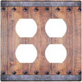 Light Switch Cover Rustic Farmhouse Barn Door Vintage Wood 2 Gang Decorative SwitchPlates Double Duplex Wall Plates Switch Plates and Outlet Covers for Bathroom Cabin Decor