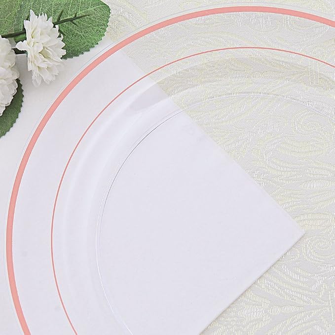 60 Pcs Rose Gold Plastic Plates, Disposable Party Set Include: 60 Clear Plastic - Image 3