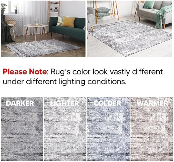 Keen Home Design Area Rugs - 2x3 Non-Shedding, Abstract Rugs for Kitchen, Living Room, Bedroom, Dining Room, Entryway - Size: 2' x 3', Abstract Cream/Grey