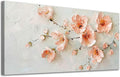 ADJUVANT Wall Art Impressionist Pink Floral 40"L x 20"W, Cherry Blossoms Canvas Painting Soft Petals Artwork Pastel Tones Prints Spring Flowers Wall Decor for Living Room Bedroom Bathroom Home Office