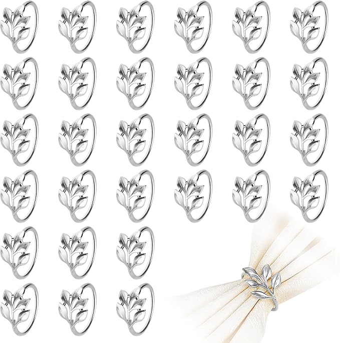 30 Pcs Gold Leaf Napkin Rings Set, Metal Napkin Ring Holders Buckles by FHUIEWRY