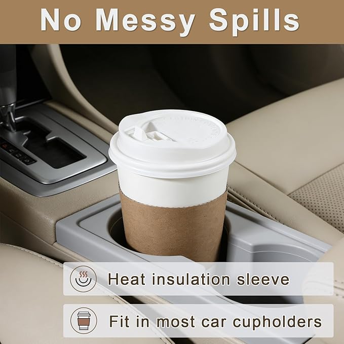 120 Pack 16 oz Paper Coffee Cups Set, Disposable White Coffee Cups with Lids, Sleeves and Stirring Sticks, Fit For Cold and Hot Drinks