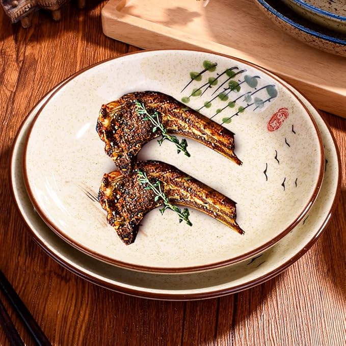 4-Piece Ceramic Dinnerware Set, Plate, Dish, Bowl, Spoon, Japanese Hand-painted Tableware set, A Good Tableware