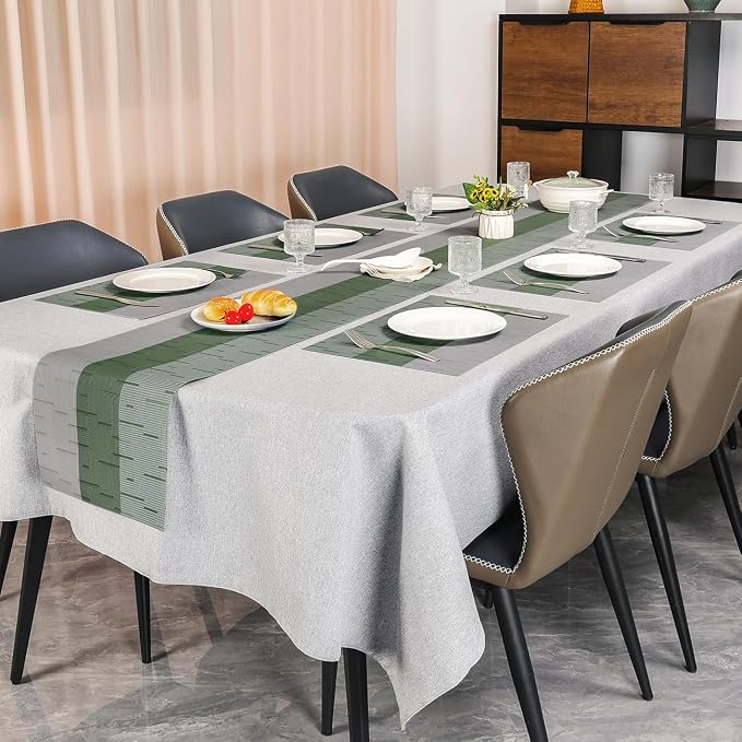 Table Runner 88 Inches Long, Vinyl Woven Farmhouse Table Runners | Washable - Image 6