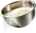 Rice Washer Strainer Bowl, 4 QT Stainless Steel Colander by WanFluvior