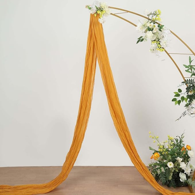 Efavormart 20ft Mustard Yellow Gauze Cheesecloth Wedding Arch Drapery Fabric - Image 2