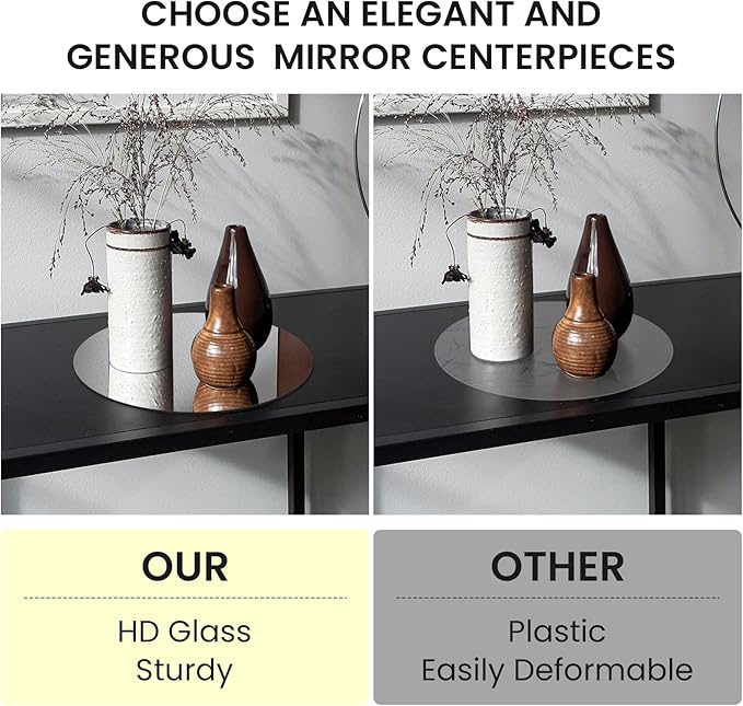 12" Round Mirror Centerpieces for Table, 12Pcs Glass Mirror Table Centerpieces，Glass Mirrors Centerpiece for Wedding Decorations,Parties,Baby Shower, 2mm Thick