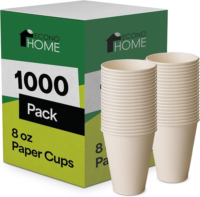 EconoHome 8 oz 1000 Pack Disposable Coffee Paper Cups by EconoHome